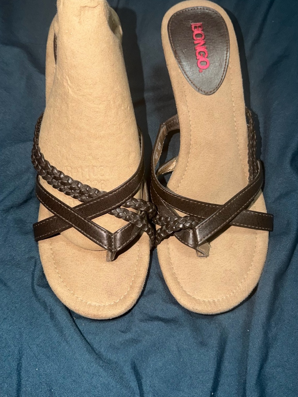 BONGO Dark Brown Braided Strap Women's Sandals